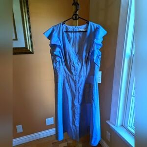 Eliza J Button. Up Soft Denim Midi Dress Women's Butterfly Sleeve